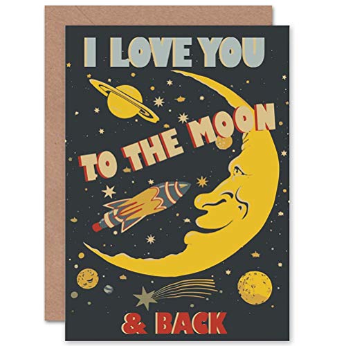 Wee Blue Coo Love Moon Back Space Fun Art Gift Sealed Greeting Card Plus Envelope Blank inside Liebe Mond Platz Geschenk von Wee Blue Coo