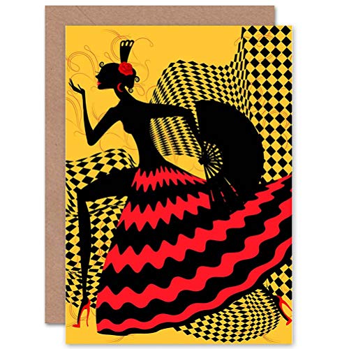 Wee Blue Coo Spanische Flamenco-Tänzerin Rot Schwarz Gelb Modernes Design Weihnachtskarte Wee Blue Coo Spanische Flamenco-Tänzerin Rot Schwarz Gelb Modernes Design Weihnachtskarte von Wee Blue Coo