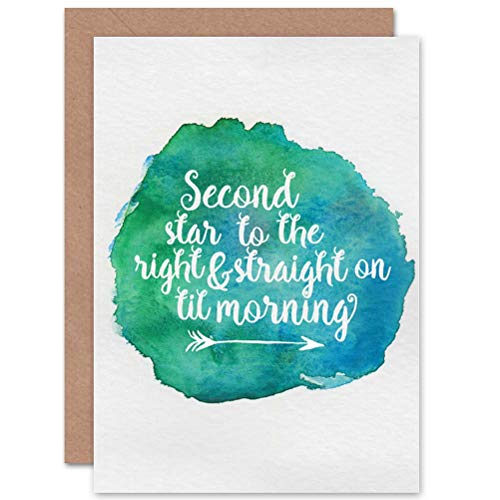 Wee Blue Coo Quote Typography Peter Pan Star Watercolour Inspiration Cp Sealed Greeting Card Plus Envelope Blank inside Zitat Typografie Aquarell von Wee Blue Coo