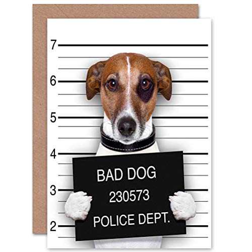 Wee Blue Coo Schlechtes Jack Russell Polizei Fahndungsfoto Lustiges Tier Geburtstagskarte Wee Blue Coo Schlechtes Jack Russell Polizei Fahndungsfoto Lustiges Tier Geburtstagskarte von Wee Blue Coo