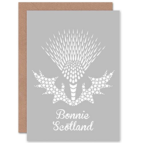 Wee Blue Coo TYPOGRAPHICK Grußkarte, Motiv Bonnie Schottland Distel, Grau von Wee Blue Coo