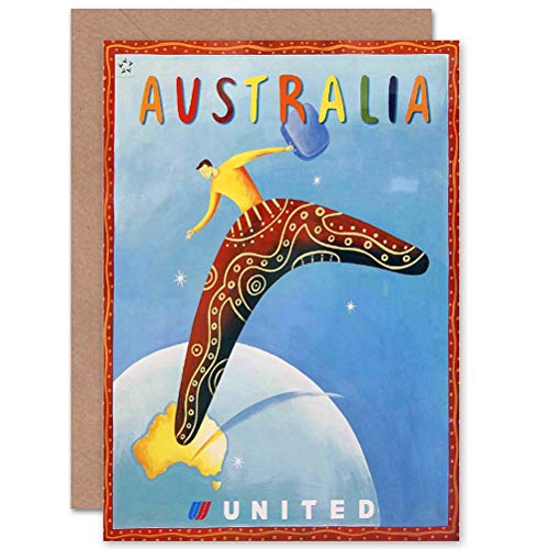 Wee Blue Coo Travel Australia United Fluggesellschaft Boomerang Geburtstagskarte blanko von Wee Blue Coo