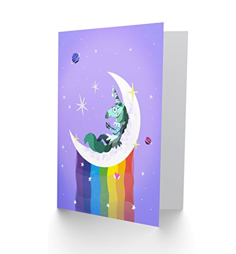 Wee Blue Coo Unicorn Moon Rainbow Stars Sealed Greeting Card Plus Envelope Blank inside Einhorn Mond Regen Sterne von Wee Blue Coo