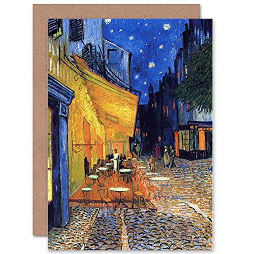 Wee Blue Coo Vincent Van Gogh Cafe Terrace Place Du Forum Arles 1888 Sealed Greeting Card Plus Envelope Blank inside von Wee Blue Coo