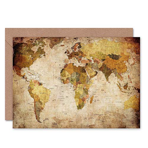 Wee Blue Coo WORLD MAP VINTAGE CARTOGRAPHY BLANK GREETINGS BIRTHDAY CARD ART von Wee Blue Coo