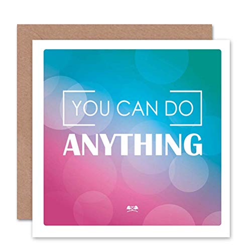 You Can Do Anything Pink Blue Inspiration Birthday Sealed Greeting Card Plus Envelope Blank inside Rosa Blau von Wee Blue Coo