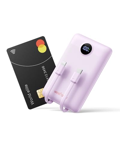 WeeFancy Power Bank 10000mAh Powerbank Klein PD 22,5W Mini Powerbank mit integrierten Kabeln USB C Externe Handyakkus 3 Ausgänge & 3 Eingänge Kompatibel mit iPhone/Samsung/Huawei/Xiaomi/OnePlus (Lila) WeeFancy Power Bank 10000mAh Powerbank Klein PD 22,5W Mini Powerbank mit integrierten Kabeln USB C Externe Handyakkus 3 Ausgänge & 3 Eingänge Kompatibel mit iPhone/Samsung/Huawei/Xiaomi/OnePlus (Lila) von WeeFancy