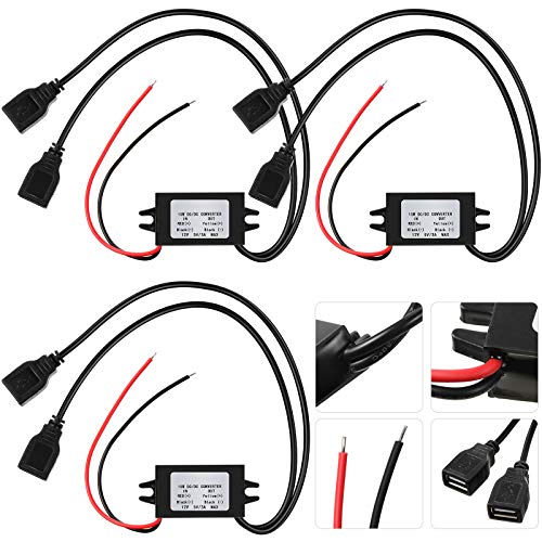 3 Stücke DC Wandler Spannungsregler 12V bis 5V 3A 15W DC Buck Wandlermodul, DC/ DC Regler Abwärtswandler Auto Stromrichter Adapter mit Doppeltem USB Ausgang von Weewooday