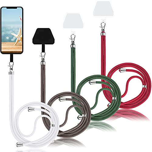 Weewooday 4 Stücke Universale Handy Lanyards mit Einstellbarem Abnehmbarem Nylon Hals Umhängende Lanyard und 4 Stücke Schwarze und Transparente Pads für Meiste Handy (Leuchtende Farbserie) von Weewooday
