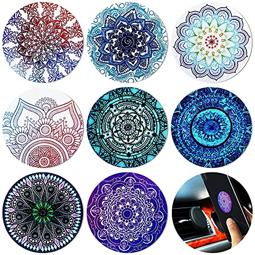 Weewooday 8 St眉ck runde Metallplatten-Halterung f眉r Handy-Magnet-Halterung, magnetisch, kompatibel mit magnetischen Autohalterungen, -Aufkleber (Mandala-Stil) von Weewooday