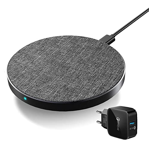 Wefunix 15W Qi Ladestation Fast Wireless Charger [USB C+QC 3.0 Adapter] Induktions Ladegerät Kompatibel mit LG iPhone 15 14 13 12 11 XS X SE Samsung Galaxy Z Flip S24 S23 S22 S21 S20 Note 20/10 Huawei von Wefunix