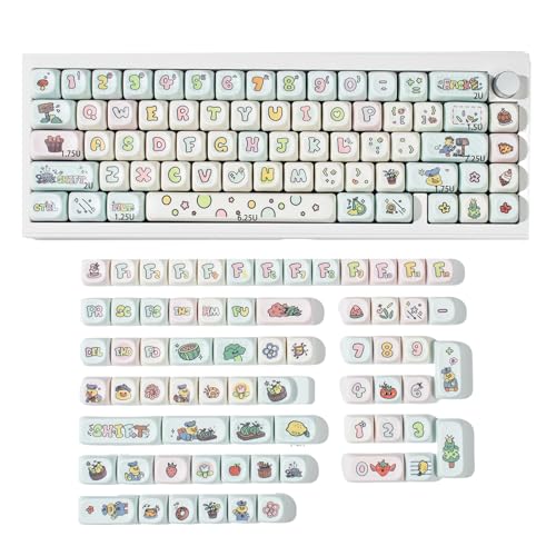 Bunte Tastenkappen-Set mit 134 Tasten, Fruchtente, Cartoon-Thema für 60/64/84/98/108 Gaming-Tastaturen Bunte Tastenkappen-Set mit 134 Tasten, Fruchtente, Cartoon-Thema für 60/64/84/98/108 Gaming-Tastaturen von Wegiwuca