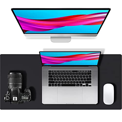 Wehilion Mauspad Gaming mit Leder und Rutchfeste Wildleder 60x 30cm, für Laptop, Tastatur, Maus, Multifunktionales Home Office Mousepad Schreibunterlage, Schwarz von Wehilion