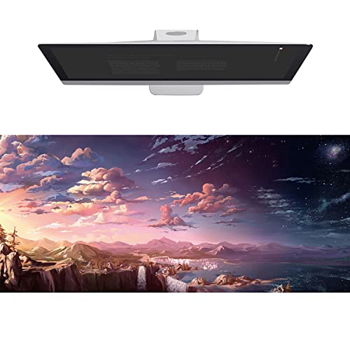 Wehilion XXL Gaming Großes Mauspad 800x300x3 mm, Schreibtischunterlage mit Genähten Rändern, HD-Anime-Landschaftskarte für, Office & Zuhause, 800 x 300 ×3mm von Wehilion