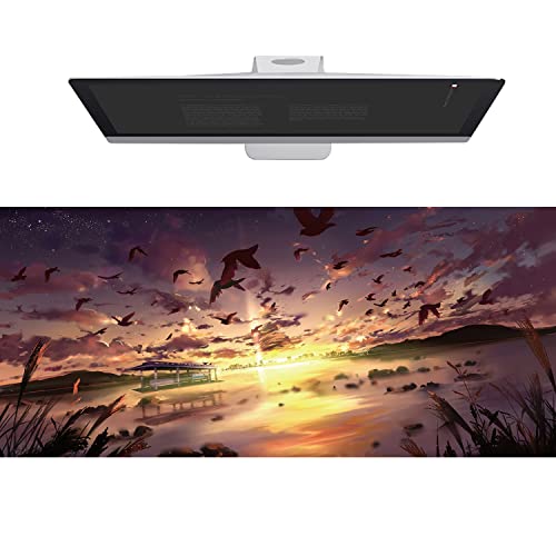 Wehilion XXL Gaming Großes Mauspad 900x400x3 mm, Schreibtischunterlage mit Genähten Rändern, HD-Anime-Landschaftskarte für, Office & Zuhause, 900x400×3mm von Wehilion