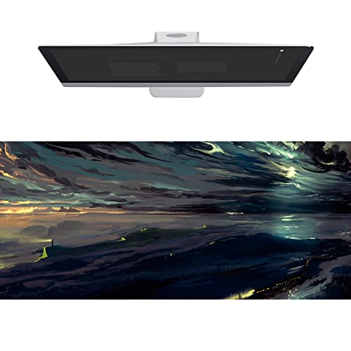 Wehilion XXL Gaming Großes Mauspad 900x400x3 mm, Schreibtischunterlage mit Genähten Rändern, Mauspad mit HD-Anime-Landschaftskarte für Gaming, Office & Zuhause von Wehilion