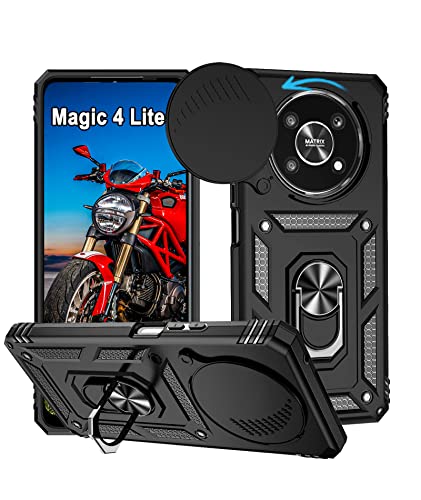 Hülle für Honor Magic 4 Lite / X9 / X9 5G, Kameraschutz mit Slide Camera, Rüstung Schutzhülle mit 360 Grad Ring, Metall Halter Magnet Ständer, Silikon Stoßfest Handyhülle für Honor Magic 4 Lite von WeiCase