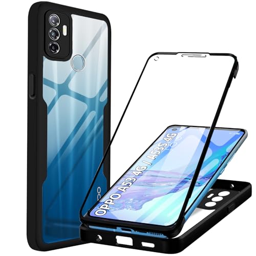 Hülle für Oppo A53 / Oppo A53s, Transparent 360 Grad Rundumschutz Schutzhülle mit Integriertem Displayschutz Stoßfest Ultradünn Silikon Handyhülle für Oppo A53 4G / A53s 4G, Schwarz von WeiCase