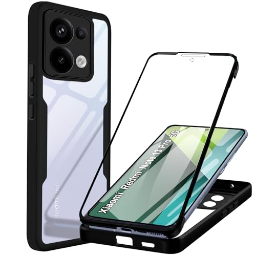 Hülle für Xiaomi Redmi Note 13 Pro 5G/ Poco X6 5G, Transparent 360 Grad Rundumschutz Schutzhülle mit Integriertem Displayschutz Stoßfest Ultradünn Silikon Handyhülle für Redmi Note 13 Pro 5G, Schwarz von WeiCase
