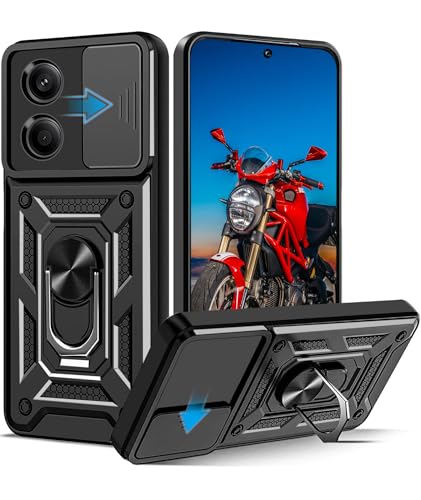 Hülle für Xiaomi Redmi Note 12 5G / Poco X5 5G, Kameraschutz mit Slide Camera, Rüstung Schutzhülle mit 360 Grad Ring, Metall Halter Magnet Ständer, Silikon Stoßfest Handyhülle für Xiaomi Poco X5 5G von WeiCase