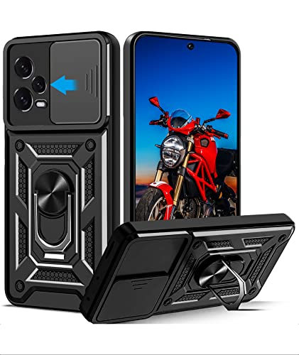 Hülle für Xiaomi Redmi Note 12 Pro Plus 5G, Kameraschutz mit Slide Camera, Rüstung Schutzhülle mit 360 Grad Ring, Metall Halter Magnet Ständer, Silikon Stoßfest Handyhülle für Redmi Note 12 Pro+ 5G von WeiCase