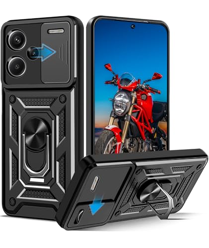 WeiCase Hülle für Xiaomi Redmi Note 13 pro Plus 5g, Kameraschutz mit Slide Camera, Rüstung Schutzhülle mit 360 Grad Ring, Metall Halter Magnet Ständer, Silikon Stoßfest Handyhülle von WeiCase