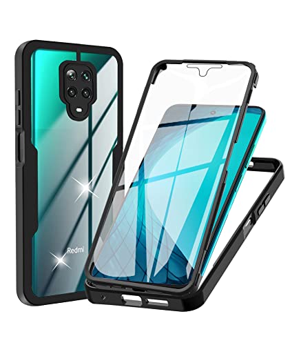 WeiCase Hülle für Xiaomi Redmi Note 9 Pro / 9S, Transparent 360 Grad Rundumschutz Schutzhülle mit Integriertem Displayschutz Stoßfest Ultradünn Silikon Schwarz von WeiCase