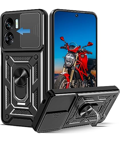 WeiCase Hülle für Honor 90 Lite, Kameraschutz mit Slide Camera, Rüstung Schutzhülle mit 360 Grad Ring, Metall Halter Magnet Ständer, Silikon Stoßfest Handyhülle für Honor 90 Lite von WeiCase