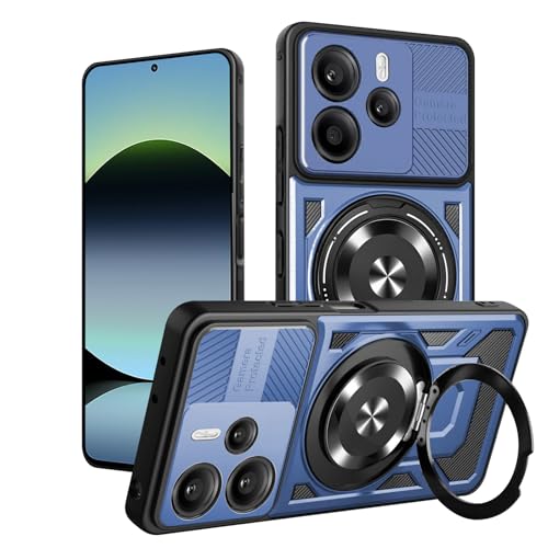 WeiCase Hülle für Redmi Note 14 4G (163,3 x 76,6 x 8,2 mm), (Nicht kompatibel mit 5G), mit unsichtbarem Ständer (360-Grad-Drehung), stoßfeste und Kratzfeste Schutzhülle in Militärqualität, Blau von WeiCase