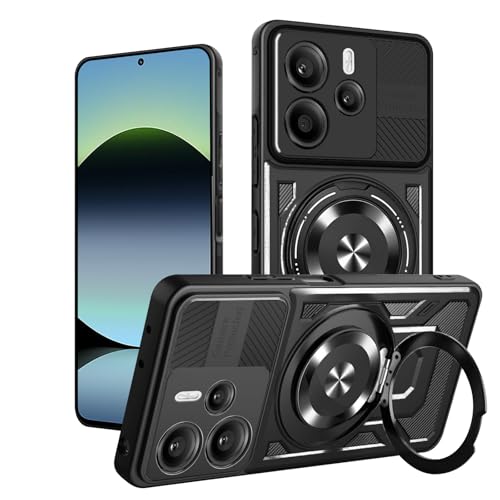 WeiCase Hülle für Redmi Note 14 4G (163,3 x 76,6 x 8,2 mm), (Nicht kompatibel mit 5G), mit unsichtbarem Ständer (360-Grad-Drehung), stoßfeste und Kratzfeste Schutzhülle in Militärqualität, Schwarz von WeiCase