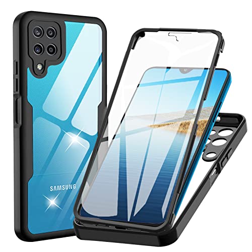 WeiCase Hülle für Samsung Galaxy A12 / M12 / A12 Nacho, Transparent 360 Grad Rundumschutz Schutzhülle mit Integriertem Displayschutz Stoßfest Ultradünn Silikon Handyhülle für Samsung A12, Schwarz von WeiCase