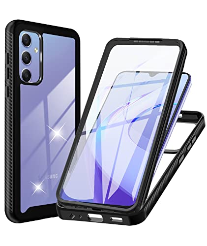 WeiCase Hülle für Samsung Galaxy A34 5G, Transparent 360 Grad Rundumschutz Schutzhülle mit Integriertem Displayschutz Stoßfest Ultradünn Silikon Handyhülle für Samsung A34 5G, Schwarz von WeiCase
