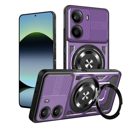 WeiCase Hülle für Xiaomi Poco x7 pro 5G mit unsichtbarem Ständer (360-Grad-Drehung), stoßfeste und Kratzfeste Schutzhülle in Militärqualität, Lila von WeiCase