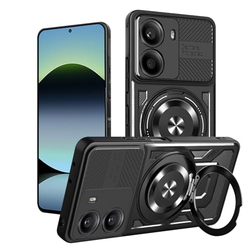 WeiCase Hülle für Xiaomi Poco x7 pro 5G mit unsichtbarem Ständer (360-Grad-Drehung), stoßfeste und Kratzfeste Schutzhülle in Militärqualität, Schwarz von WeiCase