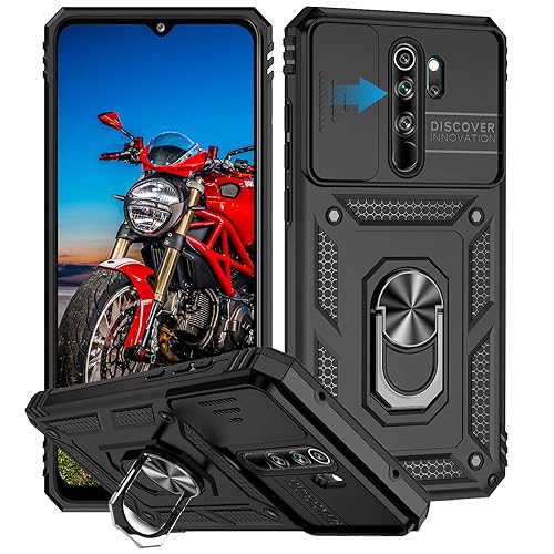 WeiCase Hülle für Xiaomi Redmi Note 8 Pro, Kameraschutz mit Slide Camera, Rüstung Schutzhülle mit 360 Grad Ring, Metall Halter Magnet Ständer, Silikon Stoßfest Handyhülle für Redmi Note 8 Pro von WeiCase