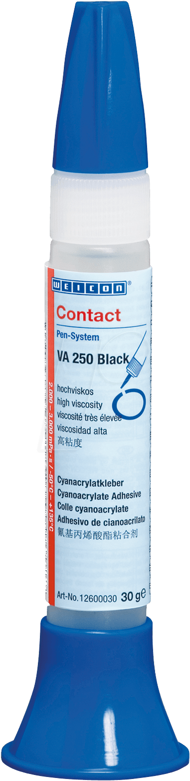 KLEBER VA250-30 - Cyanacrylat Kleber, langsam aushärtend, 30 g, schwarz von Weicon