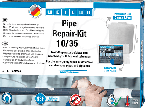 WEICON 10710003 - WEICON Pipe Repair Kit, 10/35, 10 cm x 3,6 m von Weicon