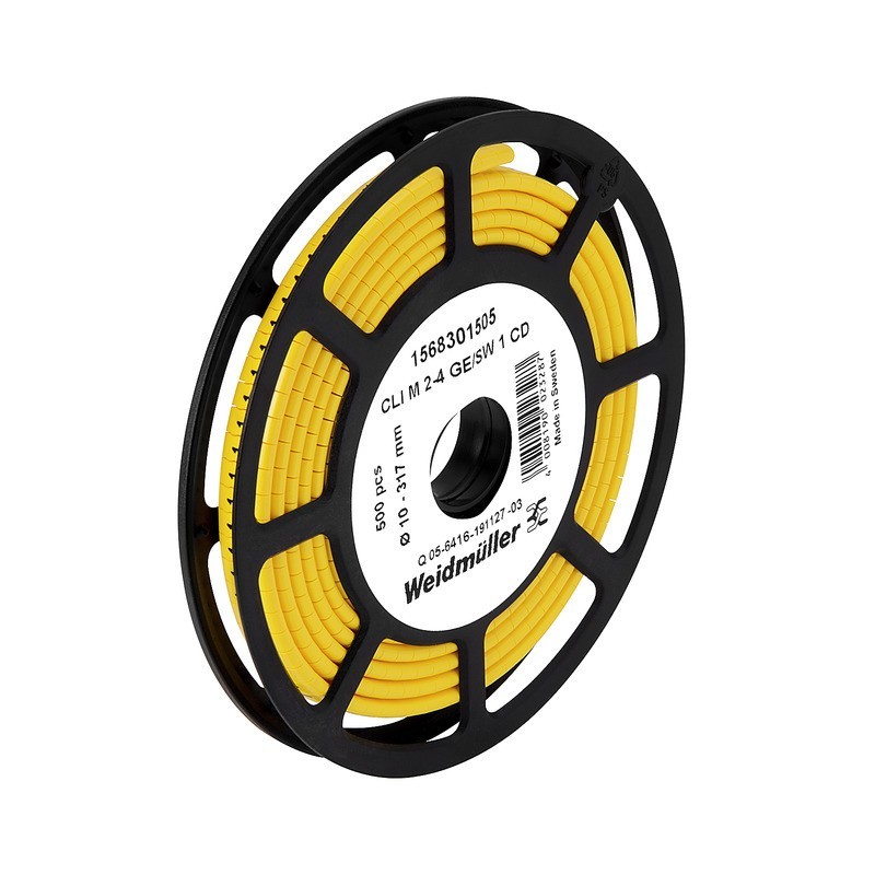 500 Stk. Weidmüller Kabelmarkierer CLI M2-4GE/SW 0 CD 1568301502 von Weidmüller