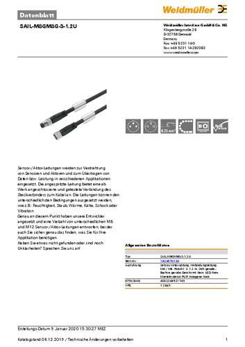 Weidmüller 1070380173 Sensor-/Aktor-Steckverbinder, konfektioniert Buchse 6.00m Polzahl: 3 10St. von Weidmüller