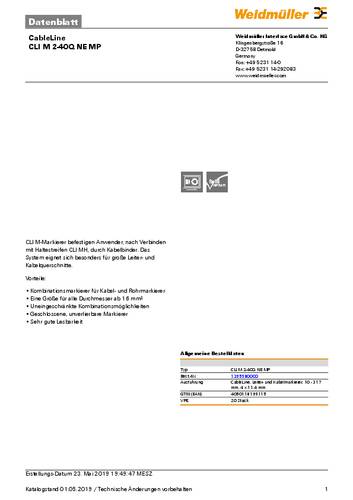Weidmüller 1395680000 CLI M 2-40Q NE MP Kabelmarkierungssystem Anzahl Markierer: 20 1000St. von Weidmüller