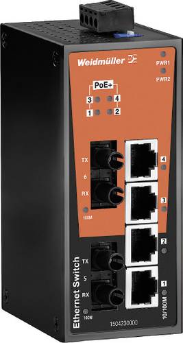 Weidmüller IE-SW-BL06T-4POE-2ST Industrial Ethernet Switch 10 / 100MBit/s PoE-Funktion von Weidmüller