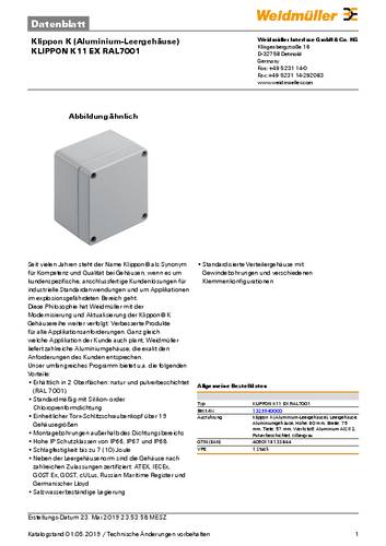 Weidmüller KLIPPON K11 EX RAL7001 Universal-Gehäuse 75 x 80 x 57 Aluminium Silber-Grau 1St. von Weidmüller