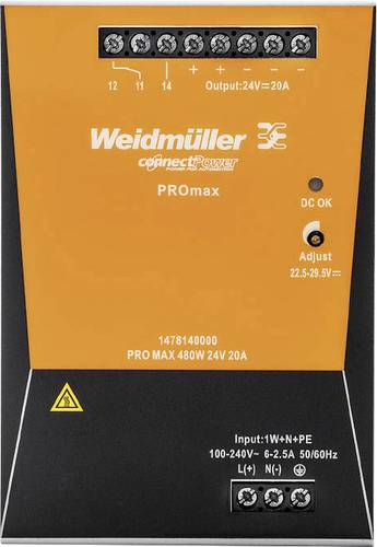 Weidmüller PRO MAX 480W 24V 20A Hutschienen-Netzteil (DIN-Rail) 24 V/DC 20A 480W Inhalt 1St. von Weidmüller