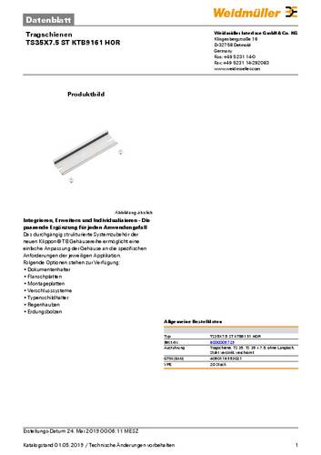 Weidmüller TS35X7.5 ST KTB9161 HOR Hutschiene Stahl Verzinkt (L x B x H) 535 x 35 x 35mm 20St. von Weidmüller