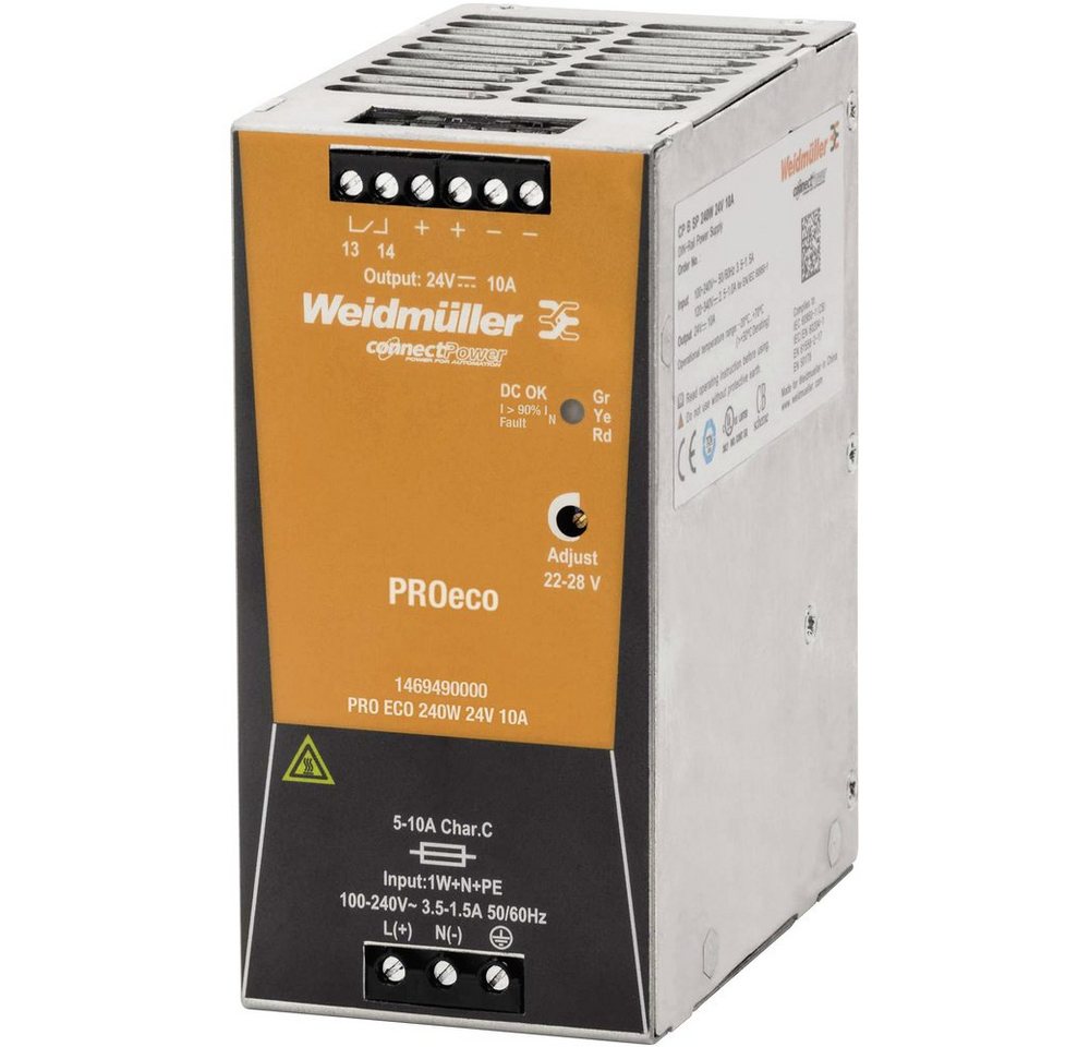 Weidmüller Weidmüller PRO ECO 240W 24V 10A Hutschienen-Netzteil (DIN-Rail) 24 V/ Hutschienen-Netzteil von Weidmüller