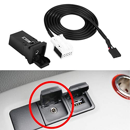 USB-Audio-AUX-Schalter, USB-Kabelschalter Einfach zu bedienen mit 1 X AUX-Kabel 1 X Schaltsteckdose für Auto für Kaninchen 2006-2009 von Weikeya