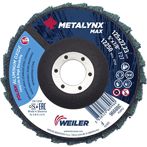 Weiler Metalynx Max - feine Korngröße 125X22,23, F27, Winkelschleifer - Polierscheiben zum Schleifen und Polieren | Form 27 |Packung mit 10stk von Weiler