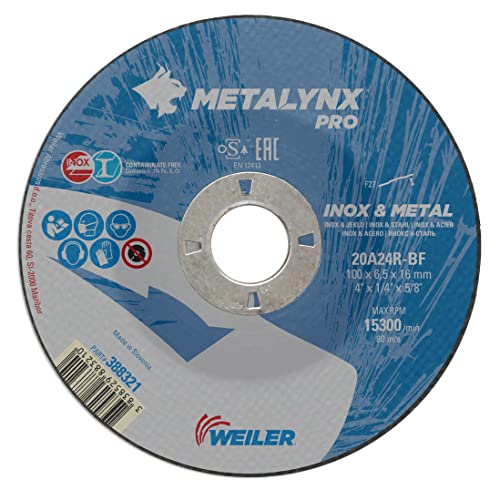 Weiler Metalynx PRO Inox & Metall F27 100X6,5X16 Winkelschleifer - Schruppscheiben zum Schleifen von Edelstahl und Stahl | Packung mit 10stk von Weiler
