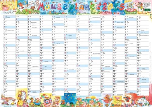 Wandplaner Wilde Mäuse 2025: Praktischer Kalender mit Überblick über das ganze Jahr. Feiertage und Kalenderwochen in einem Posterplaner mit lustigen Mauszeichnungen. 68 x 48 cm von Weingarten