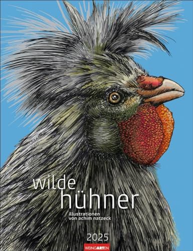 Wilde Hühner Kalender 2025: Tierkalender 2025 mit schrägen Hühner-Bildern von Designer Achim Natzeck. Moderne Kunst trifft auf altbekannte ... 2025 im Hochformat 30 x 39 cm von Weingarten